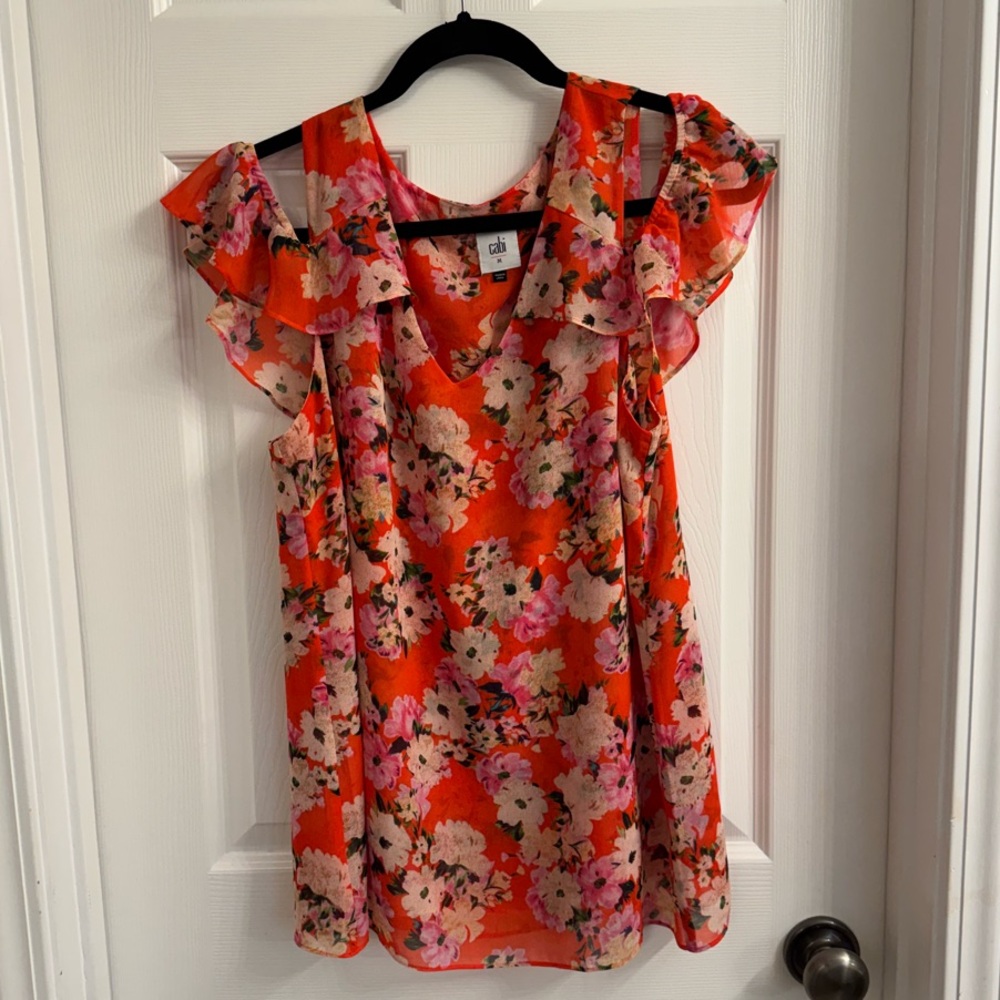 CAbi Floral Cold Shoulder Sleeve Blouse